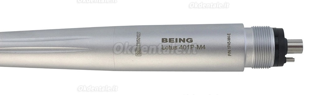 Manipolo chirurgico a turbina dentale BEING 401P45-M4E, inclinazione a 45 gradi, con attacco a 4 fori e luce LED